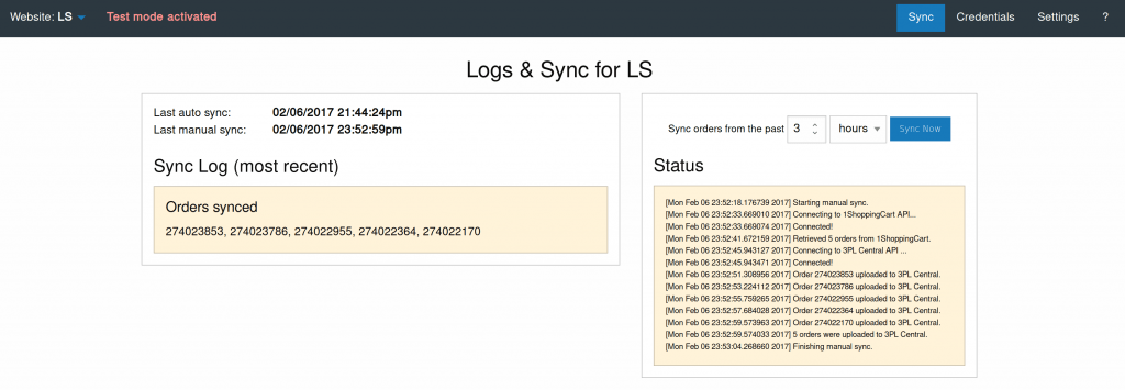 Sync 1ShoppingCart to 3PL Central